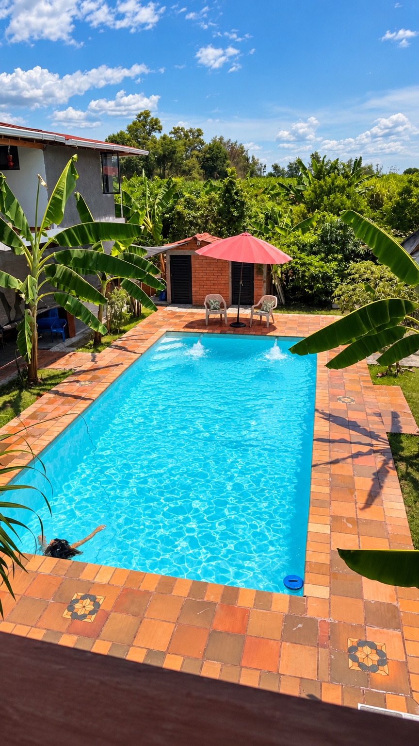 Piscina rodeada de naturaleza